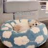 Show in main carousel: Lesure Calming Cute Modern Plush Jacquard Shaggy Orthopedic Anti-Slip Donut Dog & Cat Bed with Removable Cover, Blue, Medium slide 8 of 9