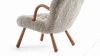 Clam - Clam Chair, Soft Gray Luxe Sheepskin