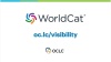 Het WorldCat logo en de link oc.lc/visbility.
