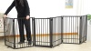 Show in main carousel: SMONTER Metal Freestanding Dog Gate with Door, Black, 6 Panels, 120.6-in W x 31.5-in H slide 10 of 11