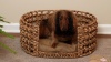 Show in main carousel: THE LICKER STORE Gigi Modern Bohemian Handwoven Hyacinth Open-Weave Oval Dog Bed, Natural slide 9 of 10