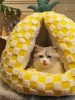 Show in main carousel: Fairela Pineapple-Shaped Covered Cat Camping Bed with Plush Cushion, Yellow, Medium slide 9 of 9